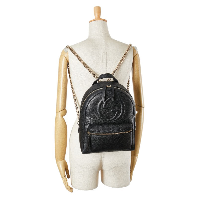 グッチ インターロッキングG ソーホー リュック バックパック 536192 ブラック レザー レディース GUCCI 【中古】