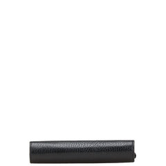 チェック ブランドロゴ クラッチバッグ ブラック レザー レディース 【中古】