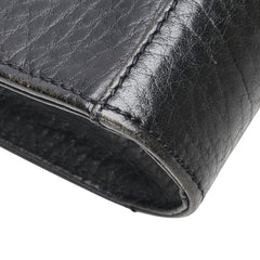 チェック ブランドロゴ クラッチバッグ ブラック レザー レディース 【中古】