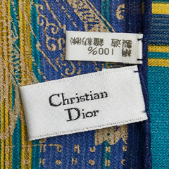 ディオール ペイズリー スカーフ ショール ネイビー マルチカラー シルク レディース Dior 【中古】