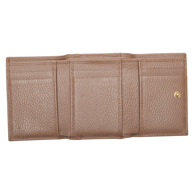 グッチ GGマーモント 三つ折り財布 コンパクトウォレット 474746 ベージュ レザー レディース GUCCI 【中古】
