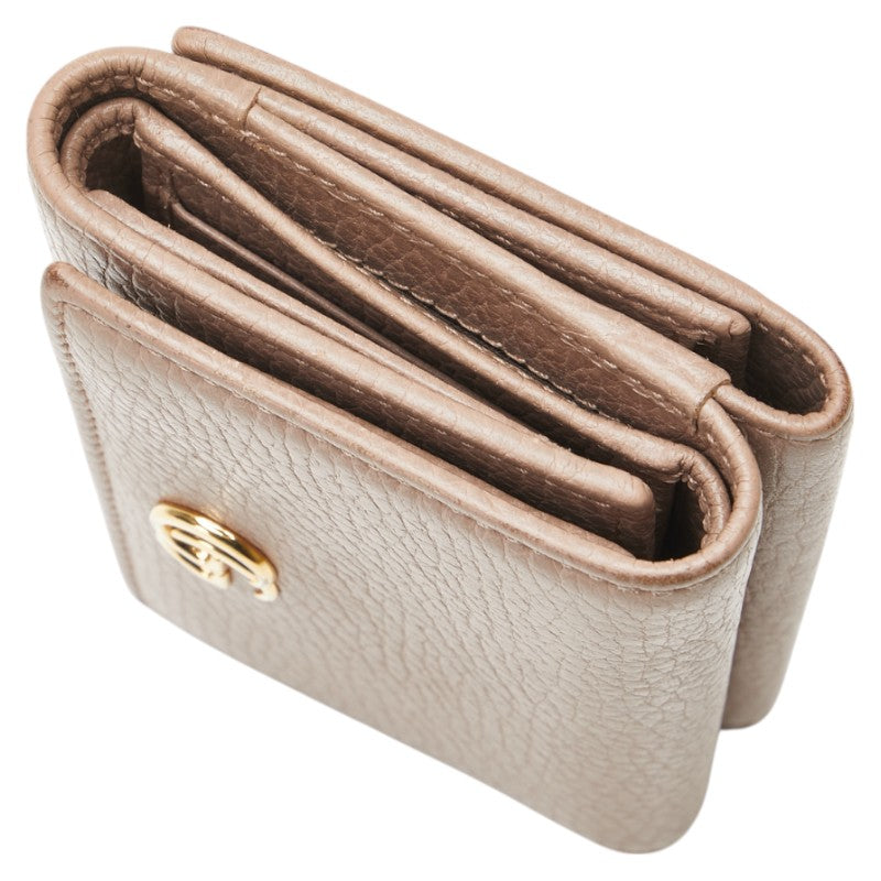 グッチ GGマーモント 三つ折り財布 コンパクトウォレット 474746 ベージュ レザー レディース GUCCI 【中古】