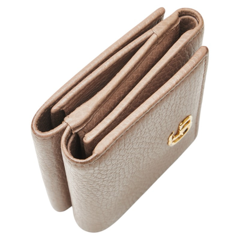 グッチ GGマーモント 三つ折り財布 コンパクトウォレット 474746 ベージュ レザー レディース GUCCI 【中古】