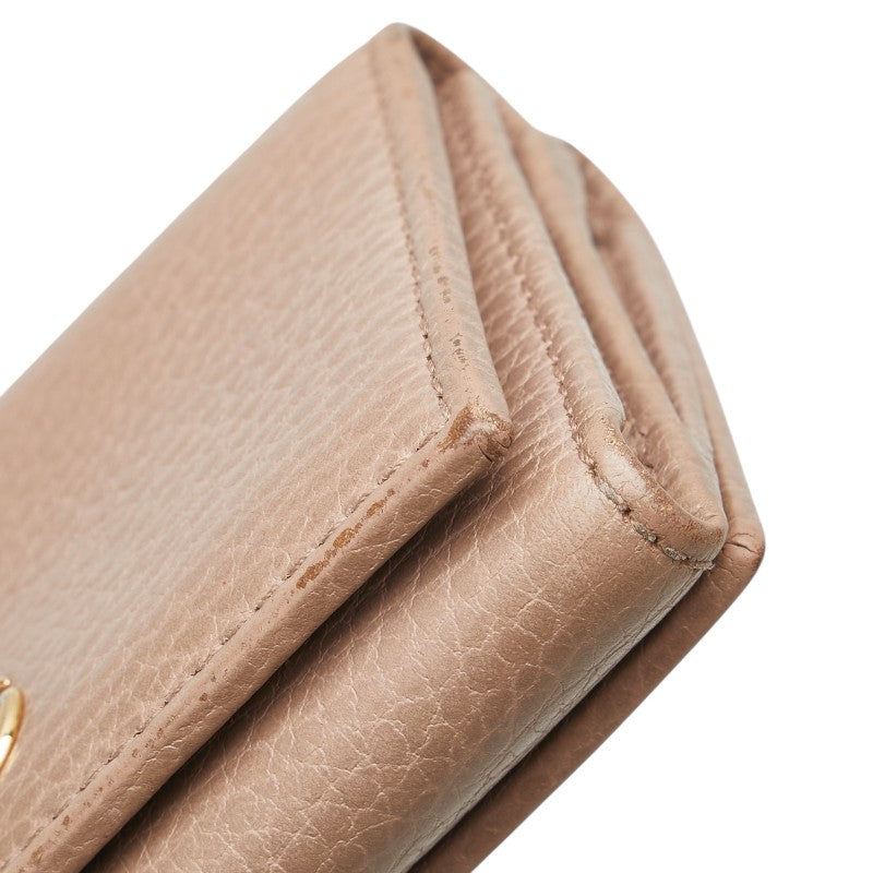 グッチ GGマーモント 三つ折り財布 コンパクトウォレット 474746 ベージュ レザー レディース GUCCI 【中古】