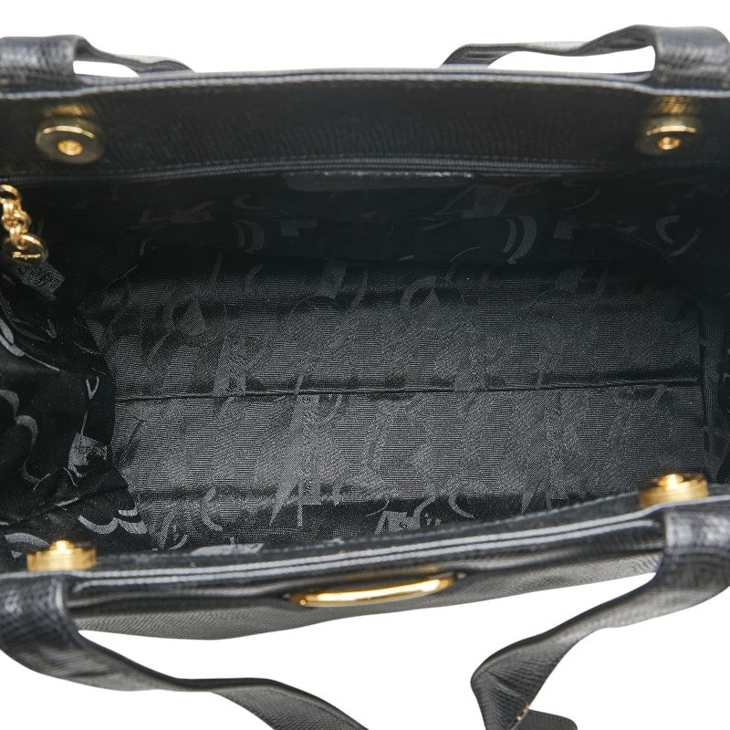 サルヴァトーレフェラガモ ヴァラ トートバッグ ショルダーバッグ BK-21 2530 ブラック レザー レディース Salvatore Ferragamo 【中古】