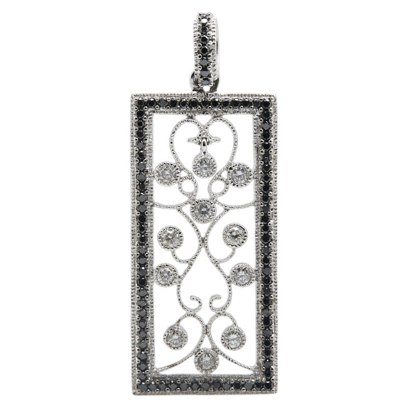 フラワー ペンダントトップ シルバー ブラック K18WG ホワイトゴールド レディース 【中古】