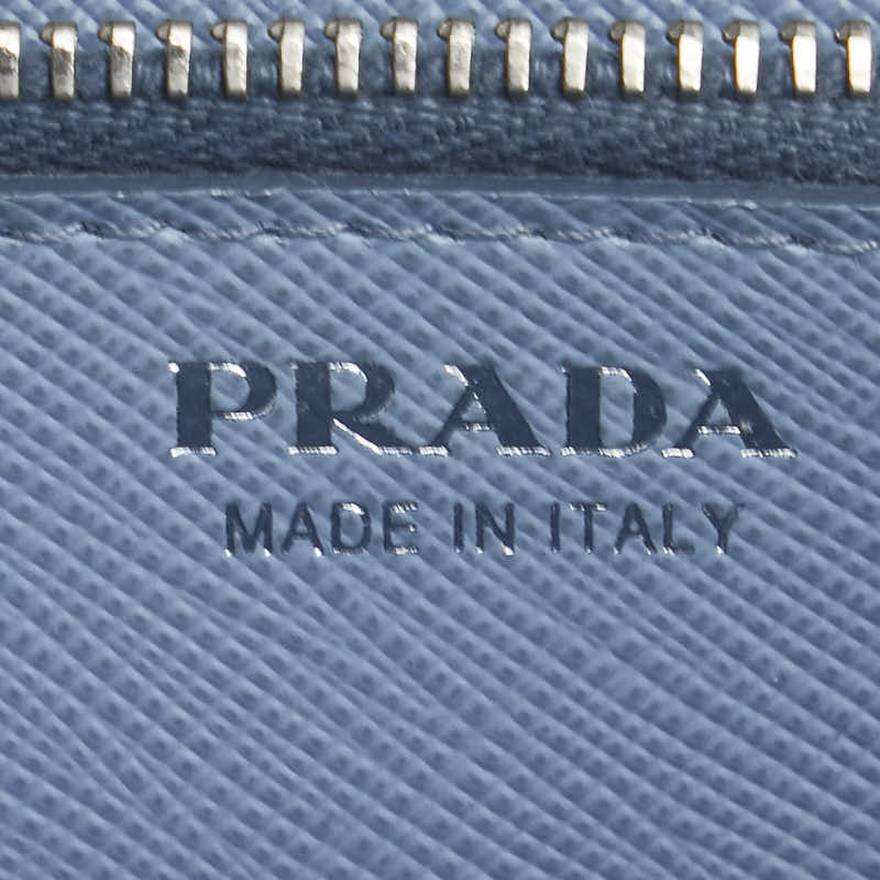 プラダ フィオッコ リボンモチーフ L字ファスナー 長財布 1ML183 ライトブルー サフィアーノレザー レディース PRADA 【中古】