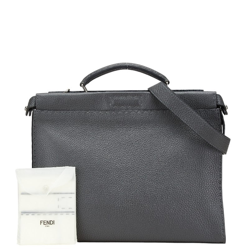 フェンディ セレリア ピーカブー ビジネスバッグ ショルダーバッグ 2WAY 7VA406 グレー レザー メンズ FENDI 【中古】