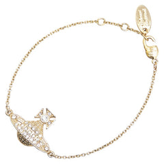 ヴィヴィアンウエストウッド ミニバスレリーフ ラインストーン チェーン ブレスレット ゴールド メッキ レディース Vivienne Westwood 【中古】