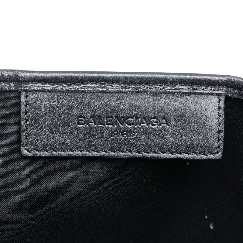 バレンシアガ ネイビーカバス M ハンドバッグ トートバッグ 339936 ネイビー ホワイト キャンバス レザー レディース BALENCIAGA 【中古】