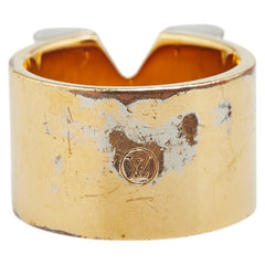 ルイ ヴィトン エッセンシャル V リング 指輪 #M M61085 ゴールド シルバー メッキ メタル レディース LOUIS VUITTON 【中古】