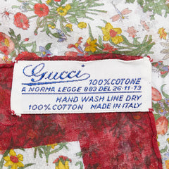 グッチ フラワー ボタニカル柄 スカーフ ハンカチ レッド マルチカラー コットン レディース GUCCI 【中古】