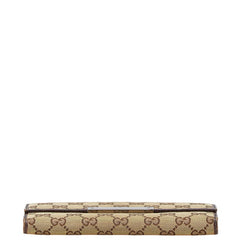グッチ GGキャンバス ロゴプレート 長財布 112715 ベージュ ブラウン キャンバス レザー レディース GUCCI 【中古】