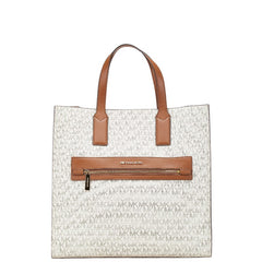 マイケルコース シグネチャー ハンドバッグ トートバッグ 35T0GY9T3B ホワイト ブラウン PVC レザー レディース Michael Kors 【中古】