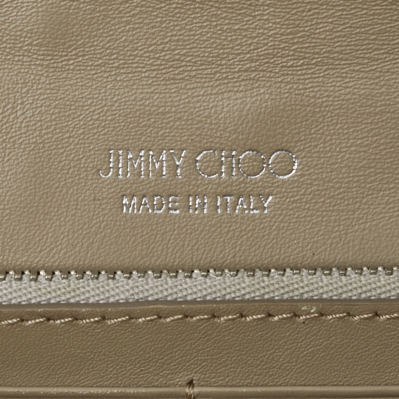 ジミーチュウ スタッズ 星 チェーン ウォレット 長財布 シルバー レザー レディース JIMMY CHOO 【中古】