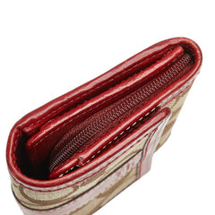 コーチ シグネチャー 二つ折り財布 ベージュ レッド キャンバス レザー レディース COACH 【中古】