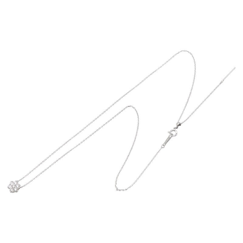 K18WG ホワイトゴールド ダイヤ0.30ct フラワー 花 モチーフ ペンダントネックレス レディース 【中古】