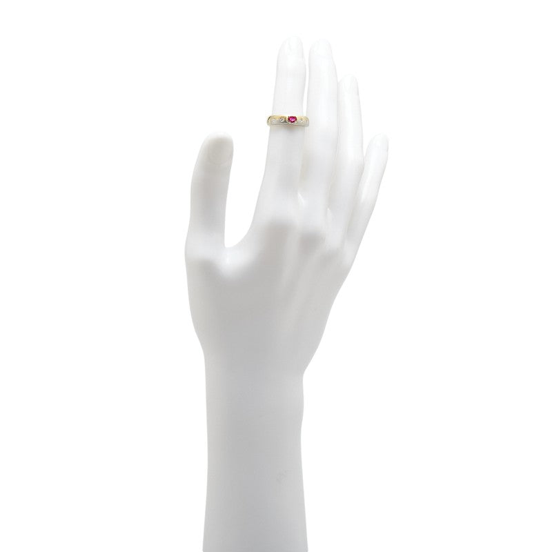 K18YG イエローゴールド Pt900 プラチナ コンビ ルビー0.22ct ダイヤ0.06ct リング 指輪 レディース 11号 【中古】