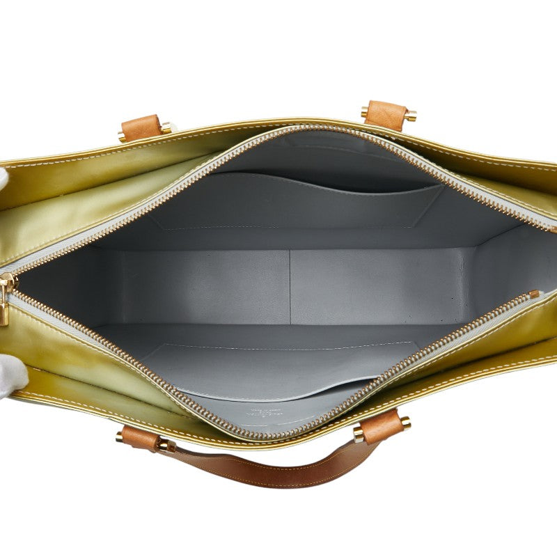 ルイ ヴィトン モノグラム ヴェルニ コロンバス トートバッグ M91028 グリ グリーン パテントレザー レディース LOUIS VUITTON 【中古】