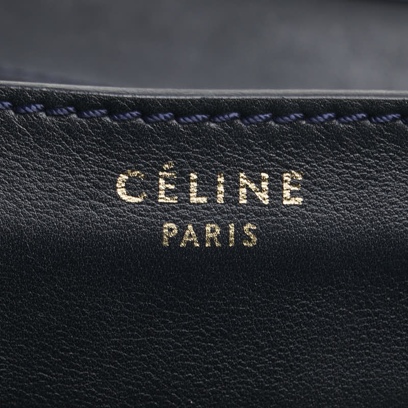 セリーヌ ラゲージ ミニ ショッパー ハンドバッグ トートバッグ ベージュ ネイビー系 スウェード レザー レディース CELINE 【中古】