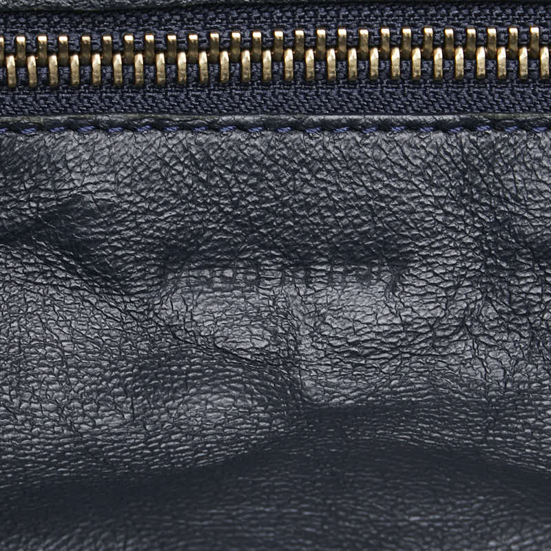 セリーヌ ラゲージ ミニ ショッパー ハンドバッグ トートバッグ ベージュ ネイビー系 スウェード レザー レディース CELINE 【中古】