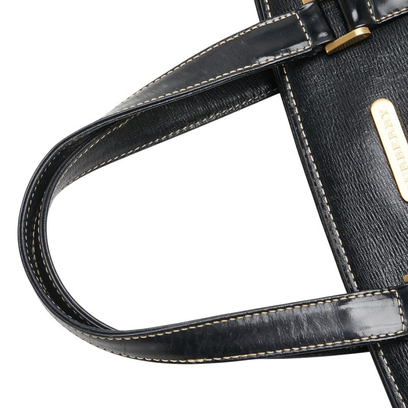 バーバリー ノバチェック シャドーホース ハンドバッグ ブラック レザー レディース BURBERRY 【中古】