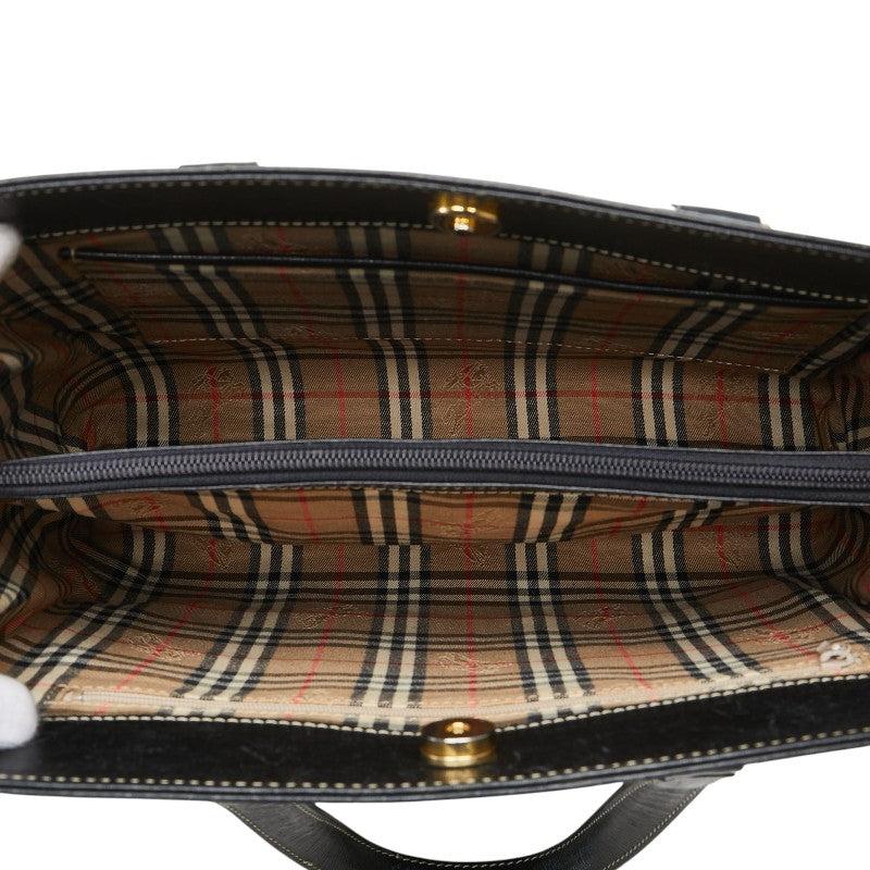 バーバリー ノバチェック シャドーホース ハンドバッグ ブラック レザー レディース BURBERRY 【中古】