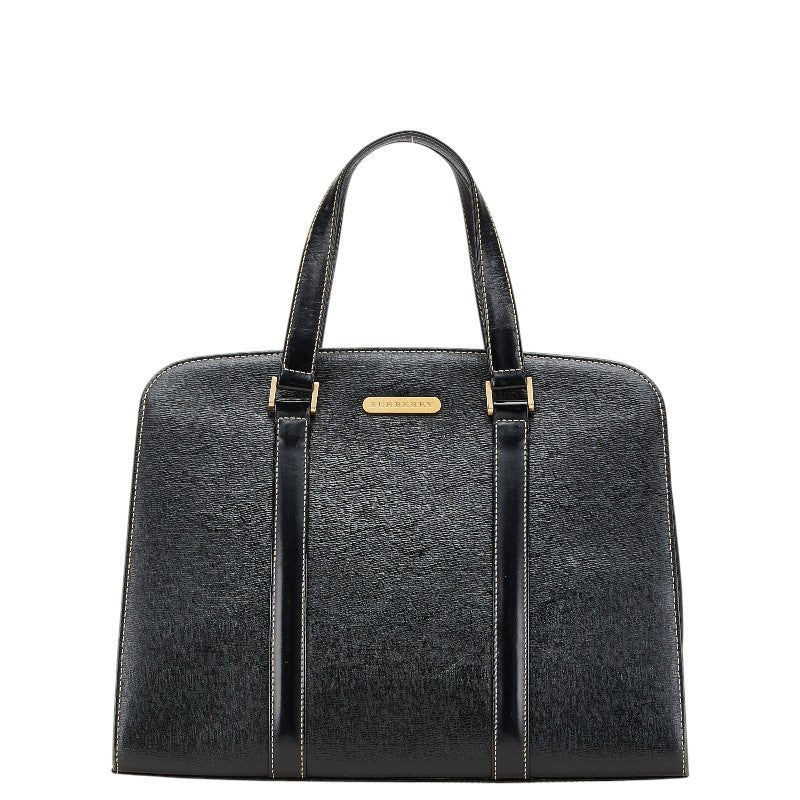 バーバリー ノバチェック シャドーホース ハンドバッグ ブラック レザー レディース BURBERRY 【中古】