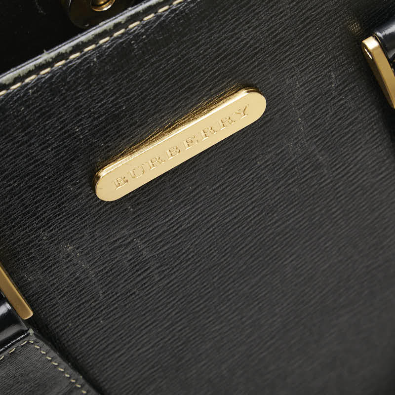 バーバリー ノバチェック シャドーホース ハンドバッグ ブラック レザー レディース BURBERRY 【中古】