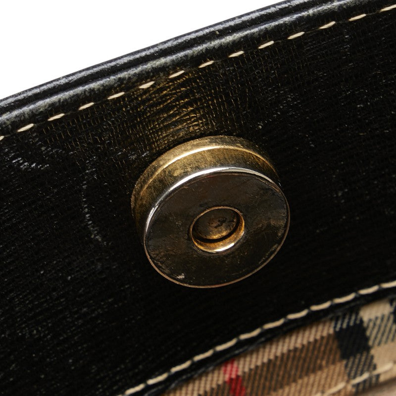 バーバリー ノバチェック シャドーホース ハンドバッグ ブラック レザー レディース BURBERRY 【中古】
