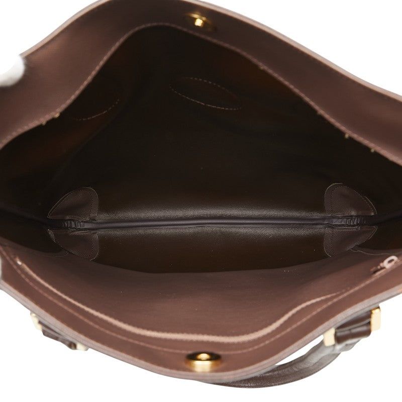 バーバリー チェック トートバッグ ハンドバッグ カーキ マルチカラー キャンバス レザー レディース BURBERRY 【中古】