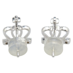 K18WG ホワイトゴールド K14WG ホワイトゴールド ダイヤ0.16ct クラウン 王冠 モチーフ スタッドピアス レディース 【中古】