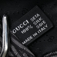 グッチ インターロッキングG レジメンタル ストライプ ネクタイ グレー ブラック シルク メンズ GUCCI 【中古】