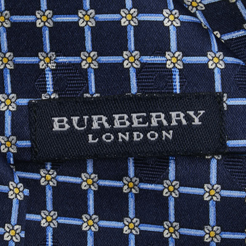 バーバリー 花柄 ネクタイ ネイビー マルチカラー シルク メンズ BURBERRY 【中古】