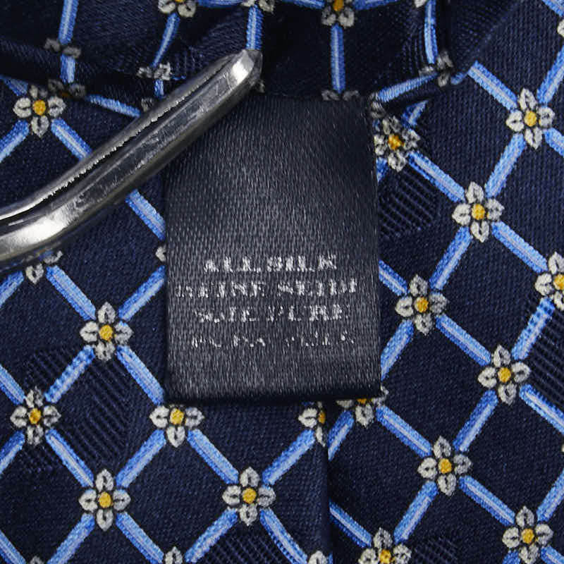 バーバリー 花柄 ネクタイ ネイビー マルチカラー シルク メンズ BURBERRY 【中古】
