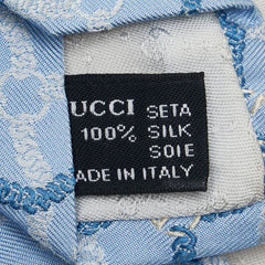 グッチ GG チェーン柄 ネクタイ ライトブルー ホワイト シルク メンズ GUCCI 【中古】