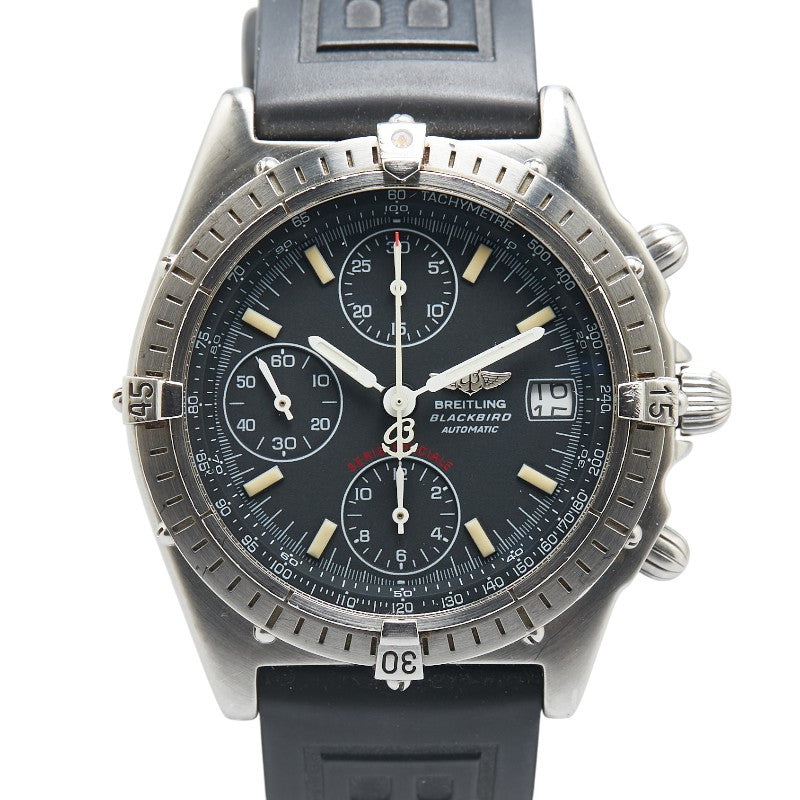 ブライトリング クロノマット ブラックバード 腕時計 A13050.1 自動巻き ネイビー文字盤 ステンレススチール ラバー メンズ BREITLING 【中古】