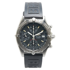 ブライトリング クロノマット ブラックバード 腕時計 A13050.1 自動巻き ネイビー文字盤 ステンレススチール ラバー メンズ BREITLING 【中古】