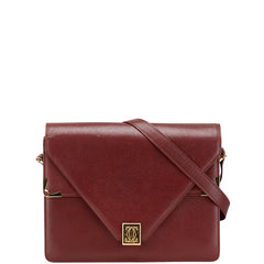 カルティエ マストライン 斜め掛け ショルダーバッグ ワインレッド ボルドー レザー レディース CARTIER 【中古】