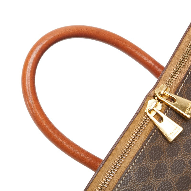 セリーヌ マカダム バニティバッグ メイクボックス ブラウン PVC レザー レディース CELINE 【中古】