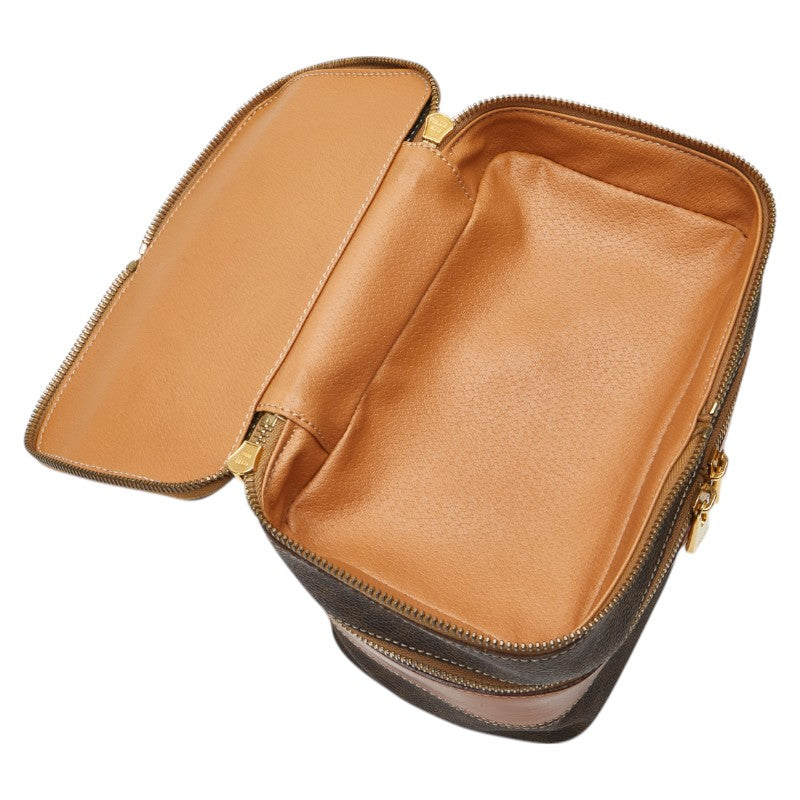 セリーヌ マカダム バニティバッグ メイクボックス ブラウン PVC レザー レディース CELINE 【中古】