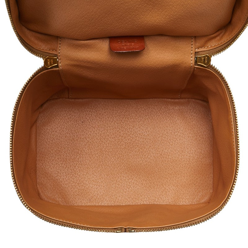 セリーヌ マカダム バニティバッグ メイクボックス ブラウン PVC レザー レディース CELINE 【中古】
