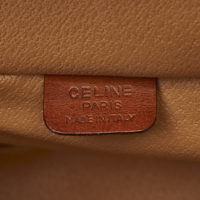 セリーヌ マカダム バニティバッグ メイクボックス ブラウン PVC レザー レディース CELINE 【中古】