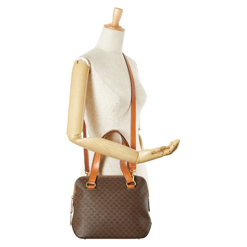 セリーヌ マカダム ハンドバッグ ショルダーバッグ 2WAY ブラウン PVC レザー レディース CELINE 【中古】