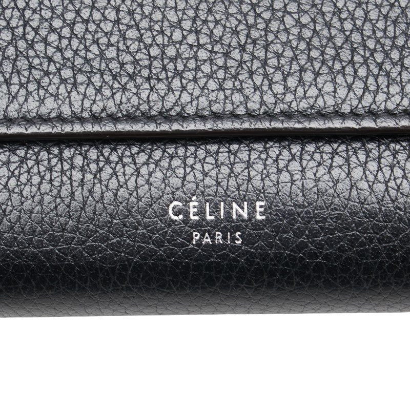 セリーヌ ラージフラップ マルチクッション 長財布 ブラック レザー レディース CELINE 【中古】