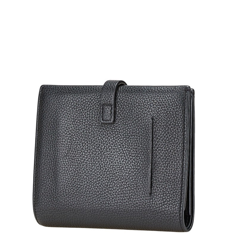バーバリー TBロゴ 二つ折り財布 ブラック レザー レディース BURBERRY 【中古】