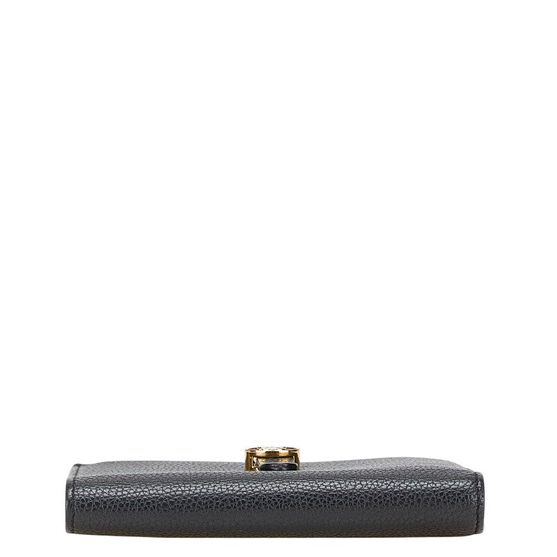 バーバリー TBロゴ 二つ折り財布 ブラック レザー レディース BURBERRY 【中古】