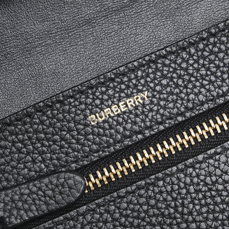 バーバリー TBロゴ 二つ折り財布 ブラック レザー レディース BURBERRY 【中古】