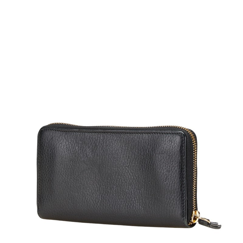 グッチ GGマーモント ラウンドファスナー 長財布 456117 ブラック レザー レディース GUCCI 【中古】