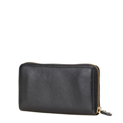 グッチ GGマーモント ラウンドファスナー 長財布 456117 ブラック レザー レディース GUCCI 【中古】